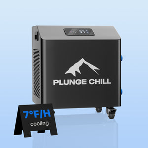 Plunge Chill 1HP Cold Plunge Chiller for ice-free cold therapy, featuring powerful cooling for plunge tubs, built-in pump, and water filter.