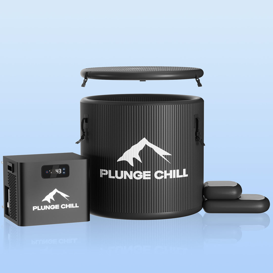 Plunge Chill 1/3 hp cold plunge chiller with durable PVC cold plunge tub, fast cooling, portable, ideal for home and athletic recovery.