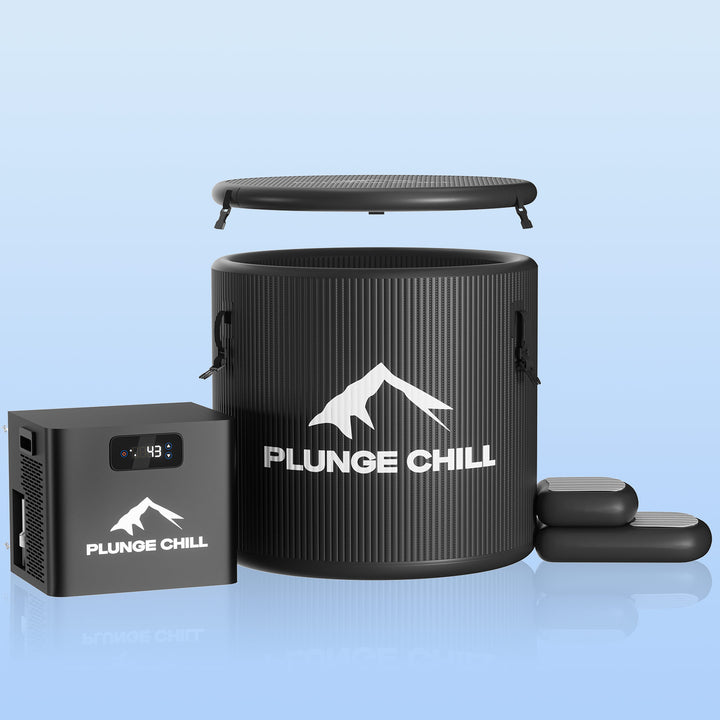 Plunge Chill 1/3 hp cold plunge chiller with durable PVC cold plunge tub, fast cooling, portable, ideal for home and athletic recovery.