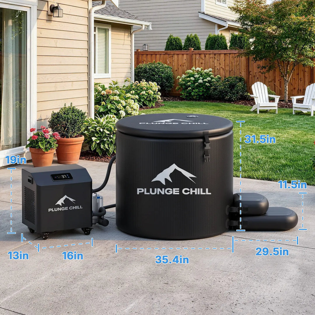 Cold plunge tub with chiller size