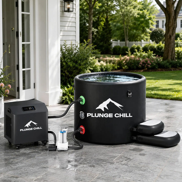 Portable cold plunge tub with  1 hp chiller